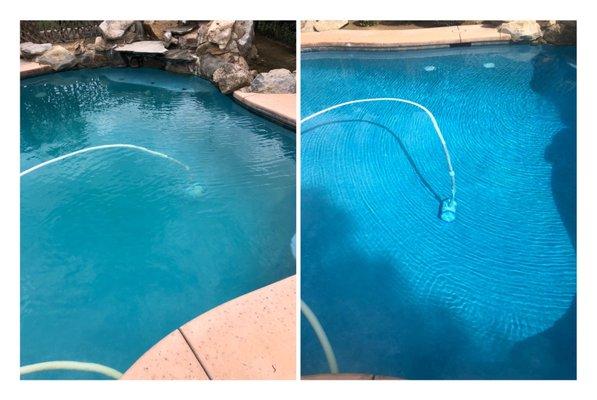 Clear pool then a week later pool turning cloudy.