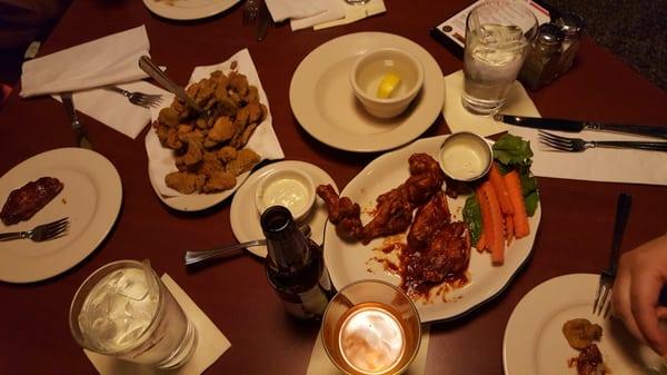 Fried pickles and watermelon BBQ chicken wings