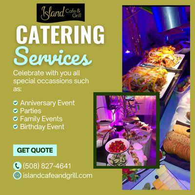 Contact us at (508) 827-4641 for catering services for any occasion to provide an unforgettable experience for your guest.