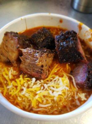 Brisket Chili with Burnt Ends on top!