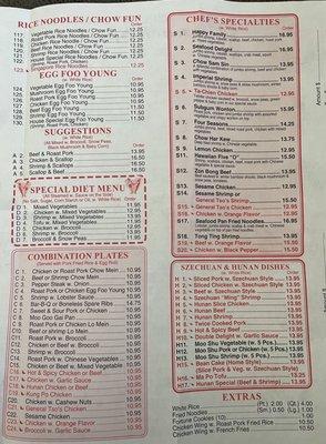 The menu