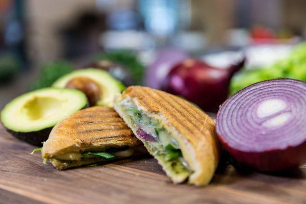 Veggie panini with avocado