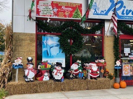 Store front at christmas time