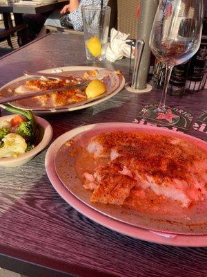 Watery "broiled" fish.