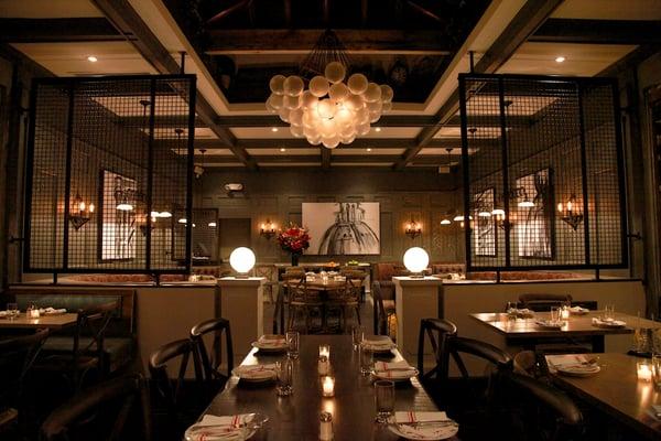 Back Dining Room. Skylight creates an incredible dynamic during Brunch and the evening.