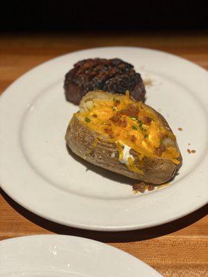 Filet and loaded baked potato