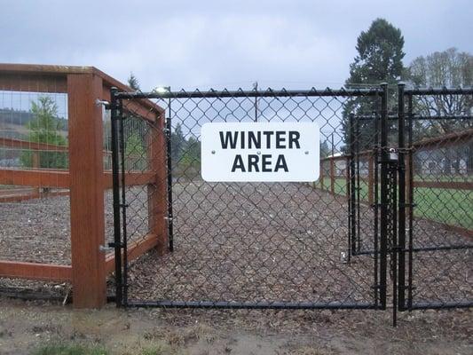 Thatcher Off Leash Dog Park winter area.