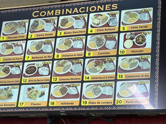 Menu of combinations