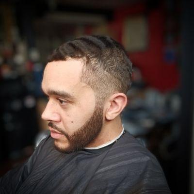 Shadow fade with the grain w beard trim