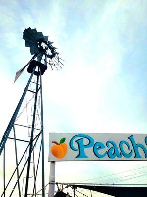 Peach Pit sign w/ windmill