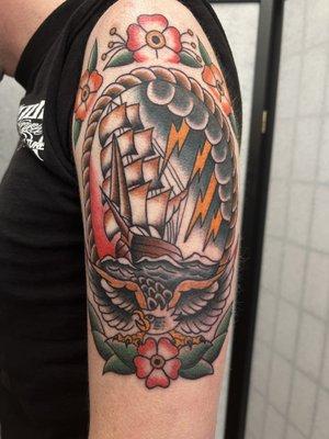 American traditional by Drue
 
 Instagram @drubiedoo91
 Email druegrahman@gmail.com