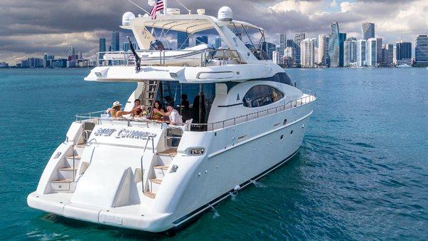 Yacht with guests on it during a charter.