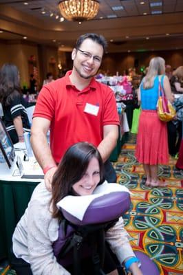 David Owner/ Therapist at an Event doing Chair Massage