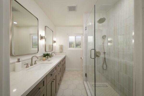 Guest bathroom remodel, transformation of this 80's bathroom is amazing.