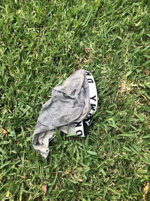 This pair of men's underwear has been laying in the greenspace outside my unit for 3 weeks without being picked up by "maintenance" or mgnt.