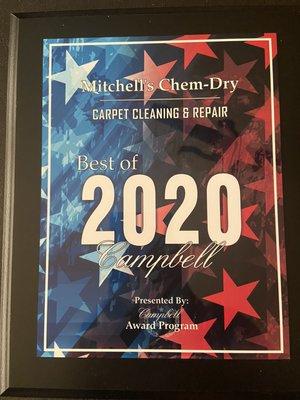 We are proud to be awarded best carpet cleaner in Campbell 2020!