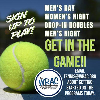 Programs for members make it easy to meet other tennis players.