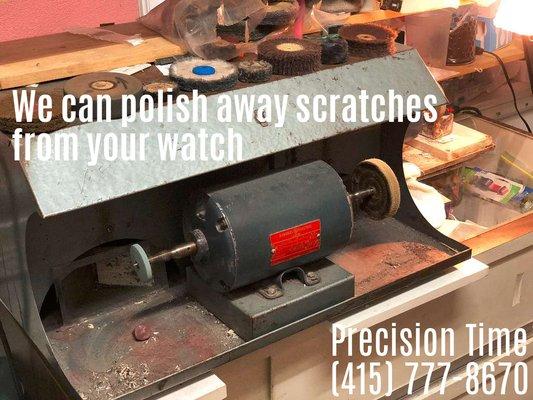 Our polisher can buff out scratches on your watch