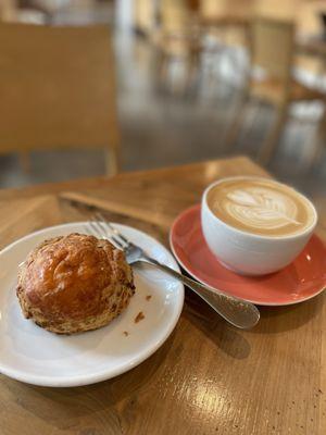 Cheddar jalapeño scone and seasonal latte