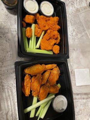 Buffalo wings boneless and bone in