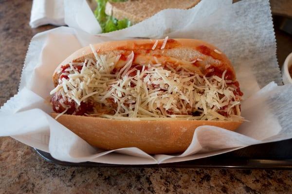 A daily special: the meatball sandwich.