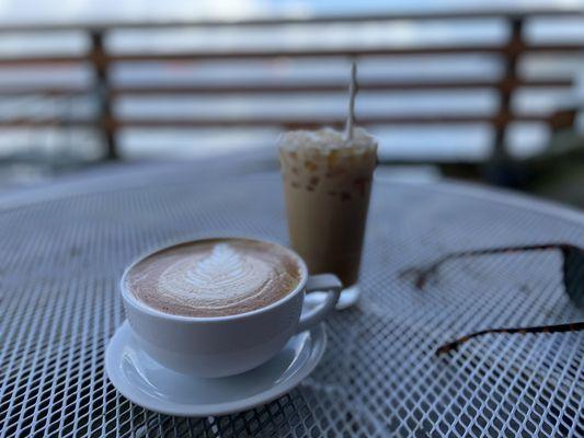 Breve and iced caramel macchiato