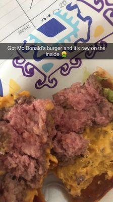 Raw burger from mcdonals in Evansville, Wi