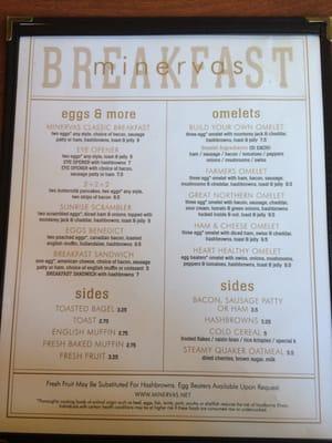 Menu - breakfast, side 2