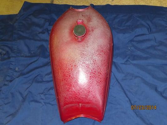 Motorcycle gas tank before.