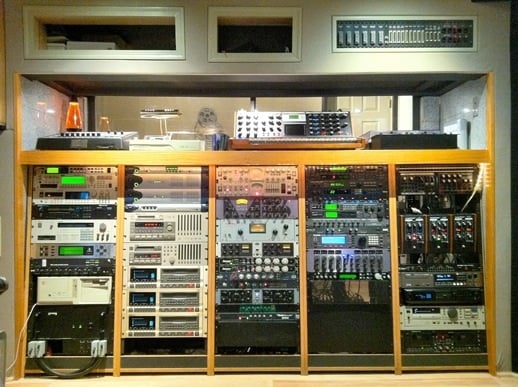 Full analog rack in our recording studios in New York .