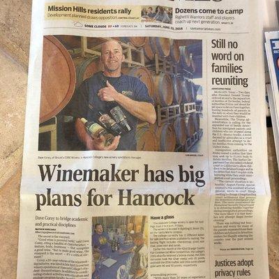 our winery and winemaker in the news