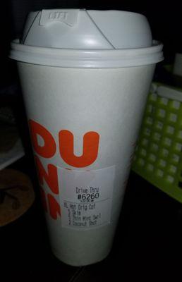 Delicious xl hot coffee w/ Thin Mint & Coconut