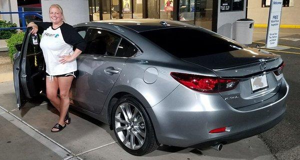 Becky with her new Mazda 6 GT