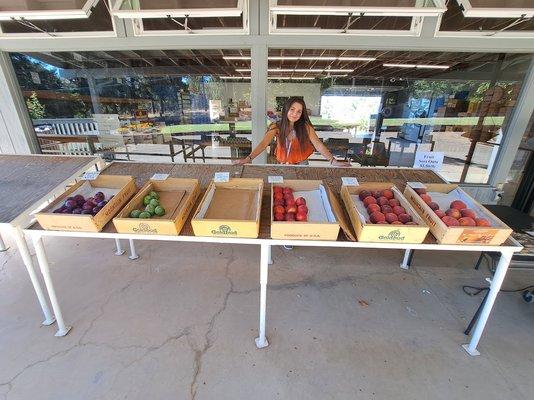 Emma, the adorable Goldbud Farms salesperson. I went near closing, so that was all the fruit left!