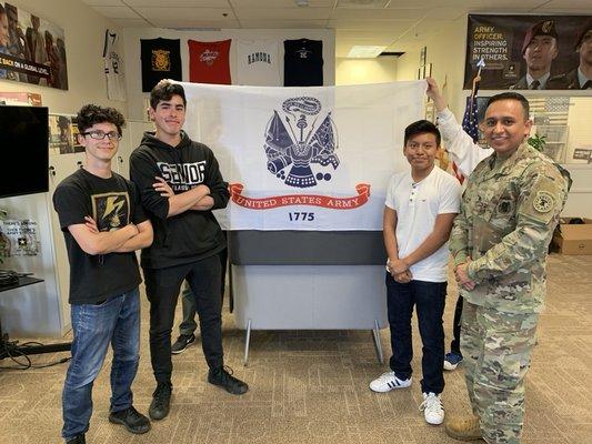 The future of the US Army from La Sierra High School. (Pictured with SSG Bacio)