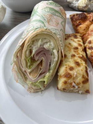 Ham and cheese pita, mozzarella cheese bread