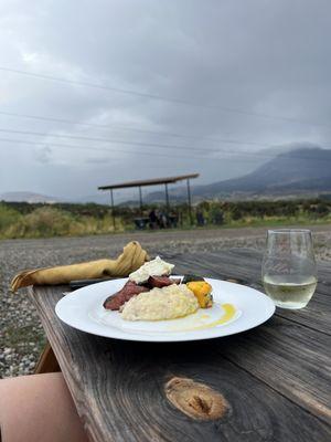 The ribeye from visiting chef, wine and views!