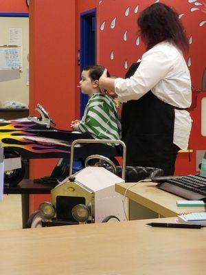 Grandson having his second haircut