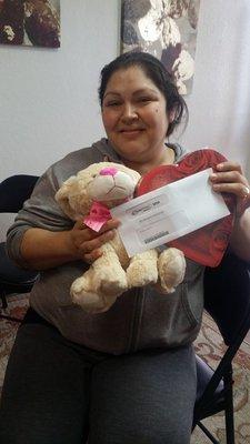 Thanks Linda! She took advantage of our $25 Valentines Visa Promotion 3