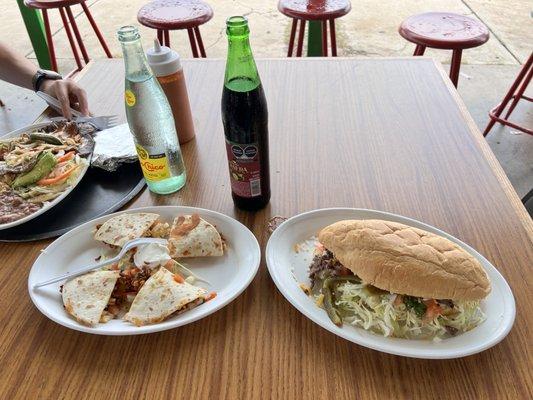 Gringa de pastor (left) Torta de la Casa torta rica (right)