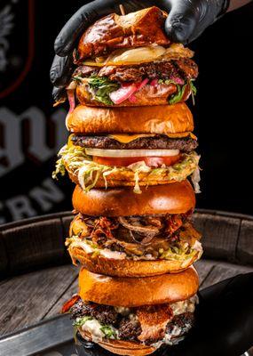 Stack of burgers..