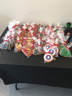 Individually wrapped superhero sugar cookies. So so so yummy!!