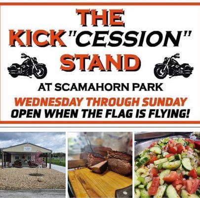 Photo from Facebook and the actual Kick"cession" stand.