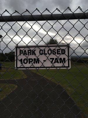 Park closed at night