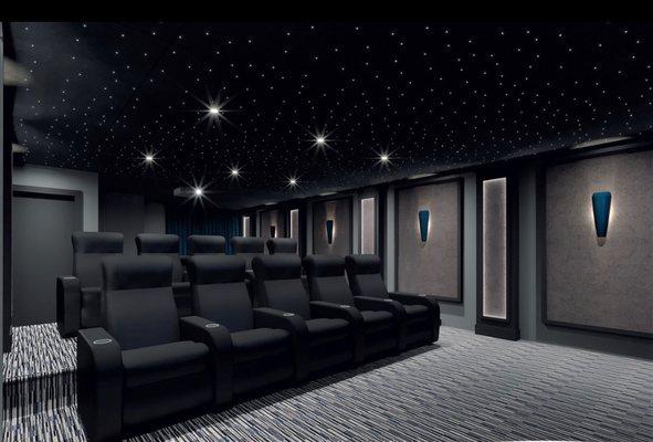 Original Rendering of Acoustic Innovations Custom Theater