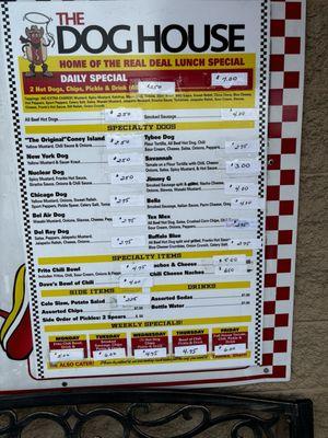 Menu and prices as of 09/23/24