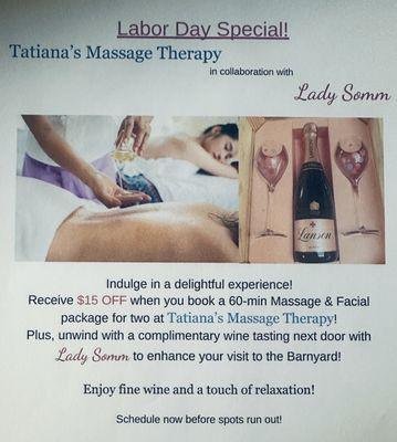 Labor Day Special!! 
Call for more information 831747-5562