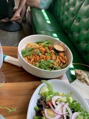 Fried lobster legs with side salad.