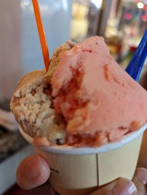 Kona mud pie and strawberry guava Gelato