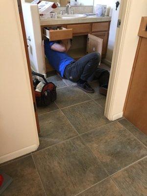 Plumber at work